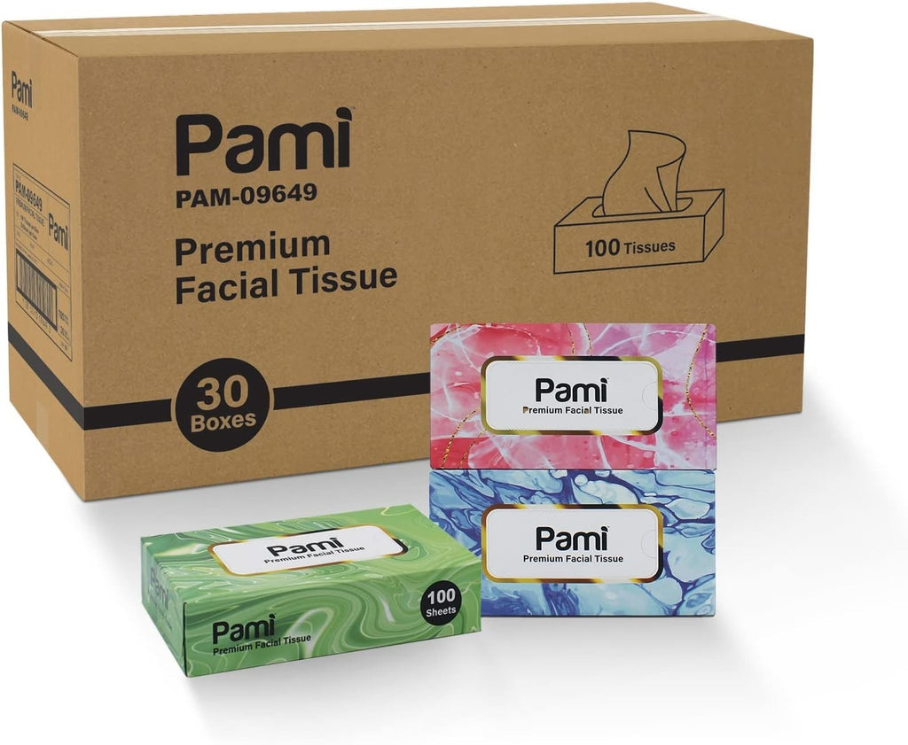 Facial Tissues 30 Boxes Soft 2-Ply 3000 Count Bulk for Home Office